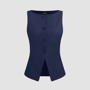 Cider Deep Blue Buttoned Vest